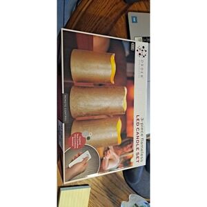 3-piece Flameless Led Candle Set Gold With Remote Control